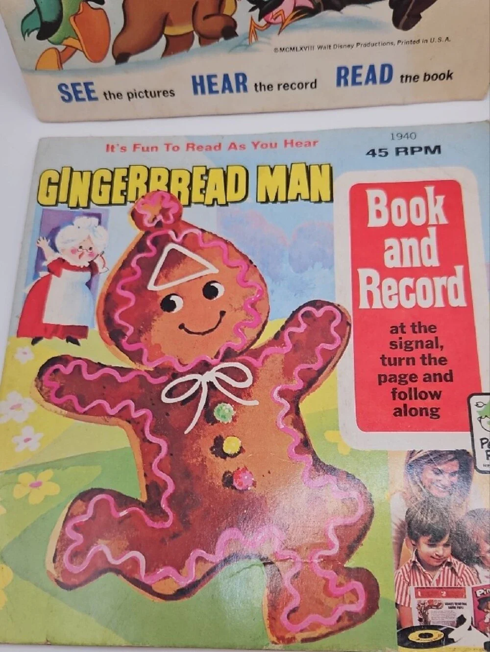 Vintage Lot 6 Vintage Book & Record Kids Variety 33 1/3 RPM & 45 RPM Collectible